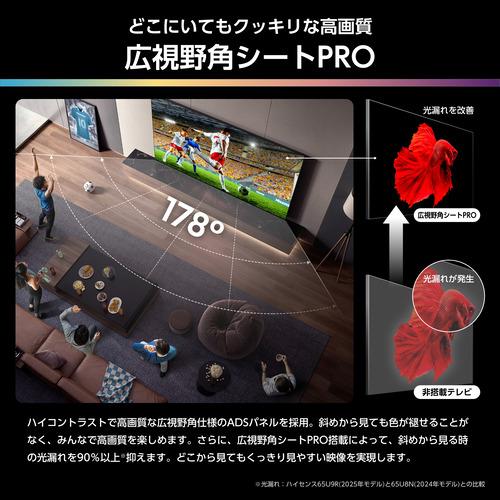 【無料長期保証】ハイセンス 116U9R 116V型 MiniLED 4K 液晶テレビ ダイナミックXディスプレイ搭載 Dolby ATMOS対応 BS 4K／110度CS 4Kチューナー内蔵の画像