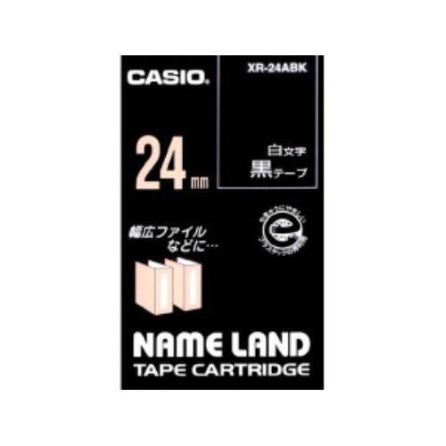 カシオ XR-24ABK ネームランド 白文字テープ 24mm幅 黒テープ 白文字｜yamada-denki
