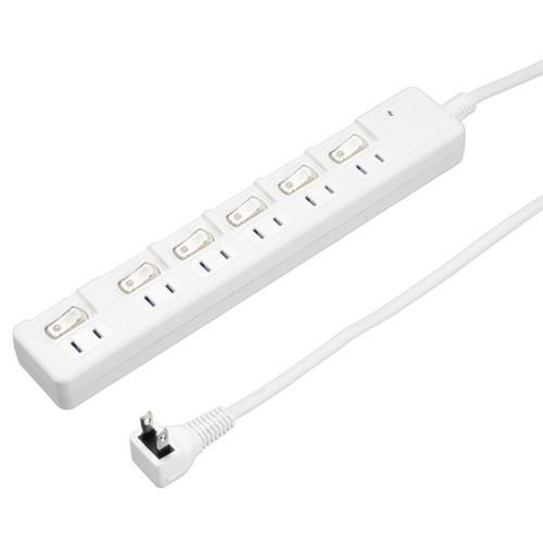 YAZAWA ヤザワ H8KS662WH 雷ガード付6個口節電タップ 2m ホワイト