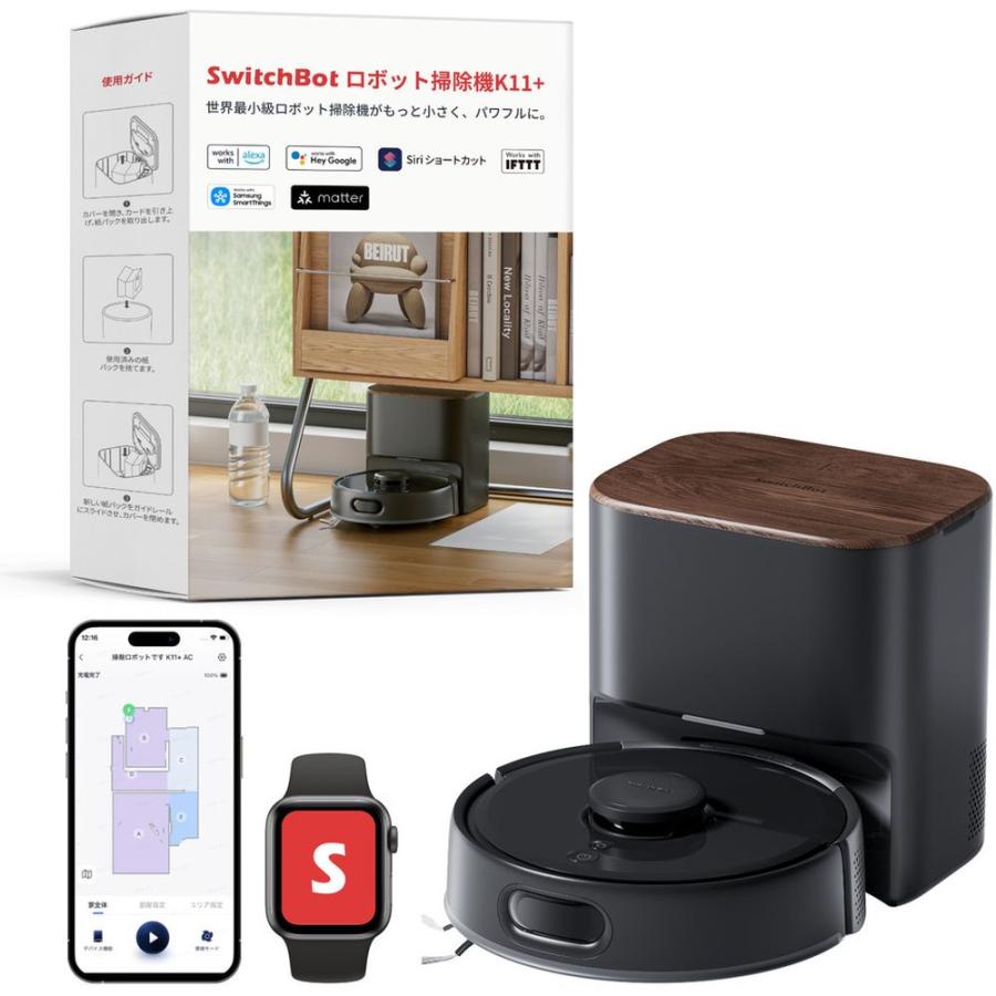 SWITCHBOT ロボット掃除機K11+ Black W3003105 : ヤマダデンキ Yahoo