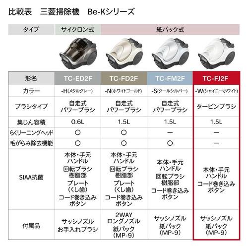 三菱電機 TC-FJ2F-W 紙パック掃除機「Be-K(ビケイ)」 微細なゴミを99