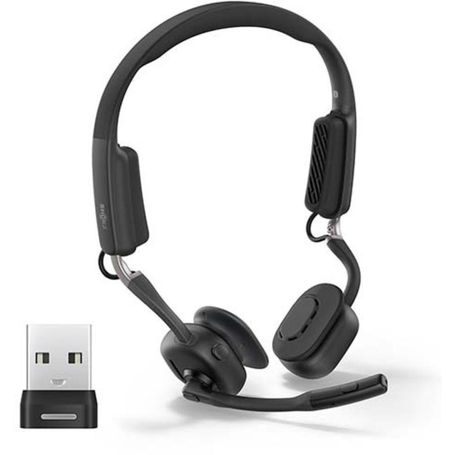 ショックス ワイヤレス 骨伝導イヤホン Bluetooth+専用ドングルUSB Type-A 最大15時間 USB-C OpenMeet UC SKZ-EP-000047 ブラック系の画像