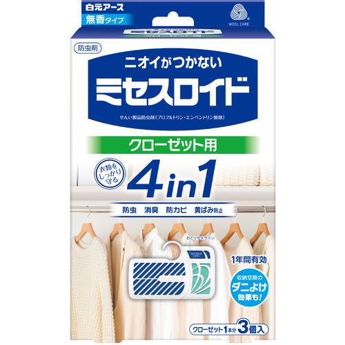 白元アース ミセスロイド クローゼット用 3個入 1年防虫 ミセスロイド 3個（Yahoo!・ヤマダデンキ Yahoo!店）