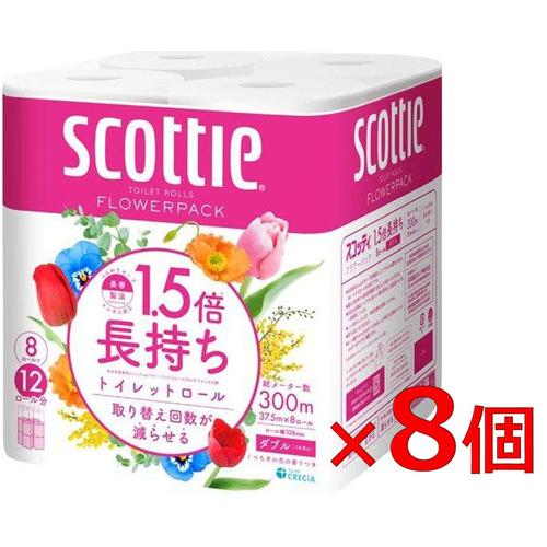 クレシア 【ケース販売】 スコッティ フラワーパックコンパクト 1.5倍長持ち ダブル 8R×8パック（Yahoo!・ヤマダデンキ Yahoo!店）