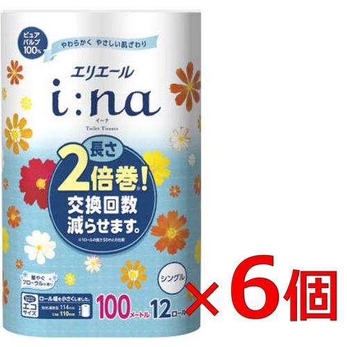 大王製紙 エリエール イーナ トイレットティシュー シングル 12R×6パック 【セット販売】 の商品画像