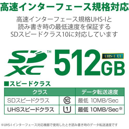 エレコム MF-FS512GU11R SDXCカード UHS-I U1 70MB s 512GB