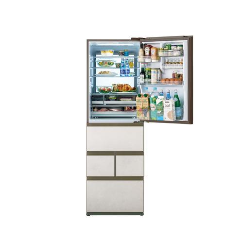 Haier 冷蔵庫 450L 右開き 5ドア 59.5cm 鮮度キープ冷凍 真ん中野菜室 2つのチルドルーム JR-LX45A-W ホワイト系の画像