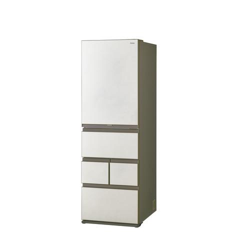 Haier 冷蔵庫 450L 右開き 5ドア 59.5cm 鮮度キープ冷凍 真ん中野菜室 2つのチルドルーム JR-LX45A-W ホワイト系の画像