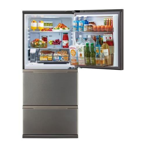 AQUA 冷蔵庫 262L 右開き 3ドア 幅60cm 大容量冷凍室 省エネ設計 AQR-S26A(DS) シルバー系の画像