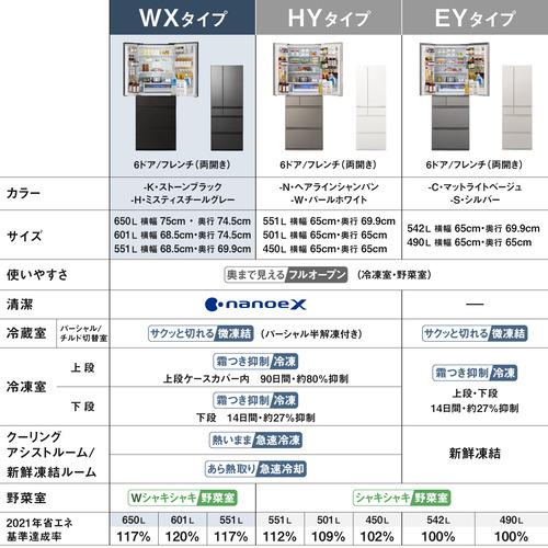 値下げしました！！！Panasonic★大型冷蔵庫★観音開き★6ヶ月間保証付き パナソニック 冷蔵庫 650L 観音開き 6ドア 幅75cm 霜つき抑制冷凍 W