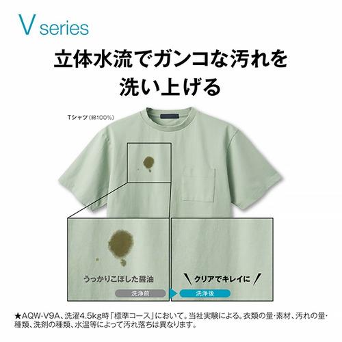 AQUA 全自動洗濯機 洗濯：10.0kg 3Dパワフル洗浄 高濃度クリーン浸透RX ほぐし仕上げ AQW-V10A（W) ホワイト系の画像