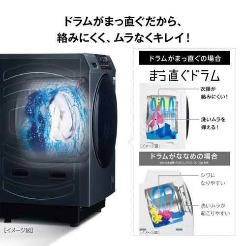 AQUA ドラム式洗濯機 右開き 洗濯8kg 乾燥4.5kg 幅59.5cm お湯洗い 除菌&無排気乾燥 まっ直ぐドラム AQW-D8A-R(W) ホワイト系の画像