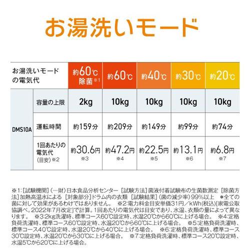 【無料長期保証】AQUA ドラム式洗濯機 左開き 洗濯10kg 乾燥5kg 幅59.5cm お湯洗い 泡フルウォッシュ まっ直ぐドラム AQW-DMS10A（LK） ブラック系の画像
