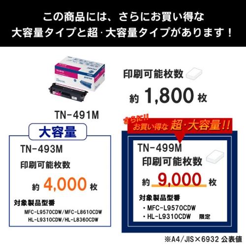 トナーカートリッジ ブラザー 純正 トナー TN-491M カラーレーザー用トナーカートリッジ マゼンタ_3