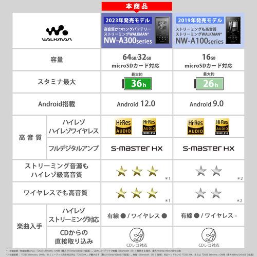 【推奨品】ソニー NW-A307 B ウォークマン ハイレゾ音源対応 WALKMAN A300シリーズ 64GB ブラック｜yamada-denki｜03