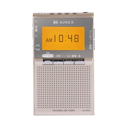 TOSHIBA　LEDライト付きポケットラジオ AUREX　AX-PR40(N)　サテンゴールド 東芝 AX-PR40(N) ポケットラジオ AUREX(オーレックス) 漢字対応液晶