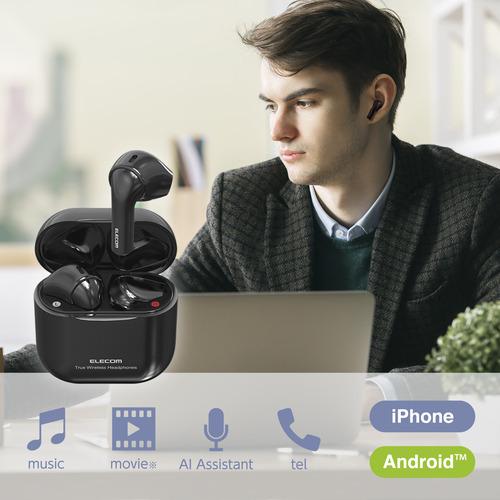 エレコム LBT-TWS11BK Bluetoothイヤホン 完全ワイヤレス AAC対応 セミ