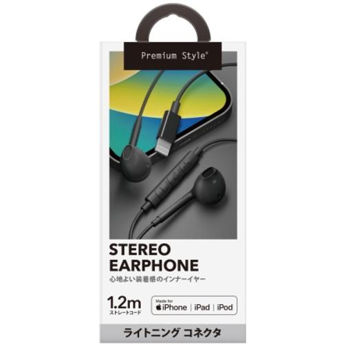 高品質 有線イヤホン Model: 198 ライトニングコネクタ PGA PG-SEIE3BK1 Lightningコネクタ ステレオイヤホン Premium Style