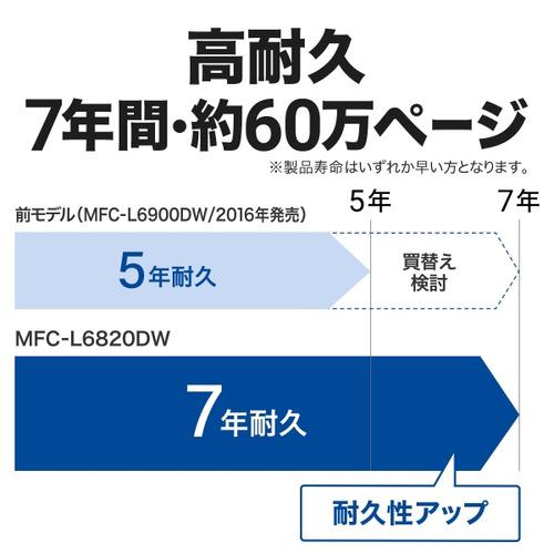 ブラザー MFC-L6820DW A4モノクロレーザー複合機 FAX 無線・有線LAN ADF 両面印刷 MFCL6820DWの画像