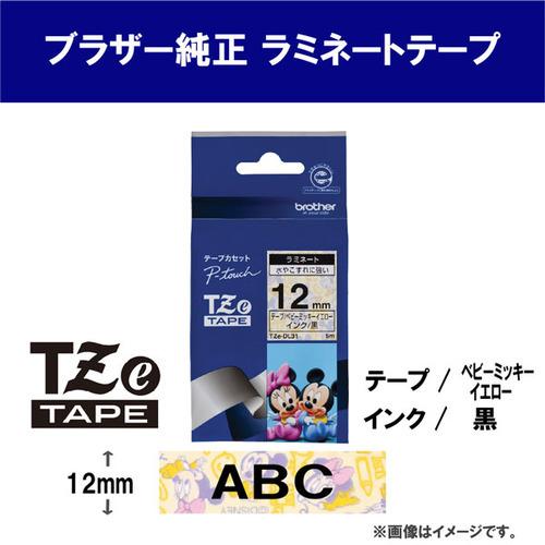 ブラザー TZe-DL31  ラベルライターピータッチ用 ラミネートテープ キャラクタータイプ ベビーミッキー イエローテープ 黒文字 幅12mm 長さ5m｜yamada-denki｜02