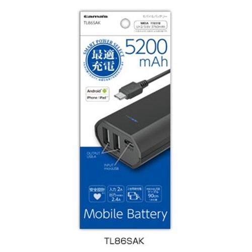 多摩電子工業 Tl86sak モバイルバッテリー5200usb A2ポート2 4a