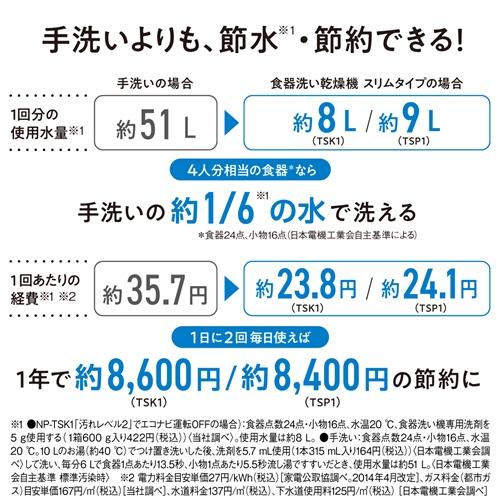 【無料長期保証】パナソニック NP-TSP1-W 食器洗い乾燥機 ホワイト NPTSP1 工事不要 タンク式｜yamada-denki｜11