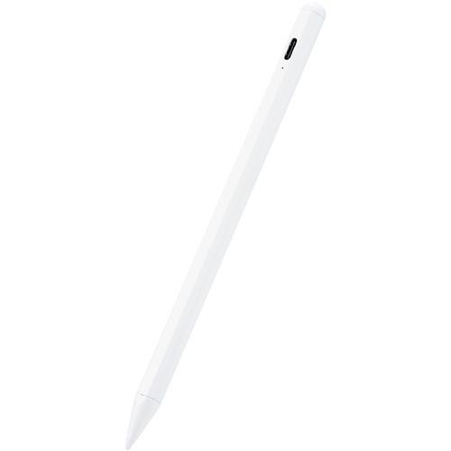 エレコム P-TPACSTAP05WH タッチペン スタイラスペン 充電式 Type-C 充電 誤作動防止 磁気吸着 樹脂(POM)ペン先 D型 ペン先交換可(ペン先2個付属) ホワイト