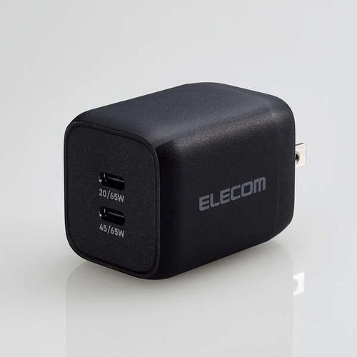 エレコム ACDC-PD4365BK USB Power Delivery 65W キューブAC充電器(C×2