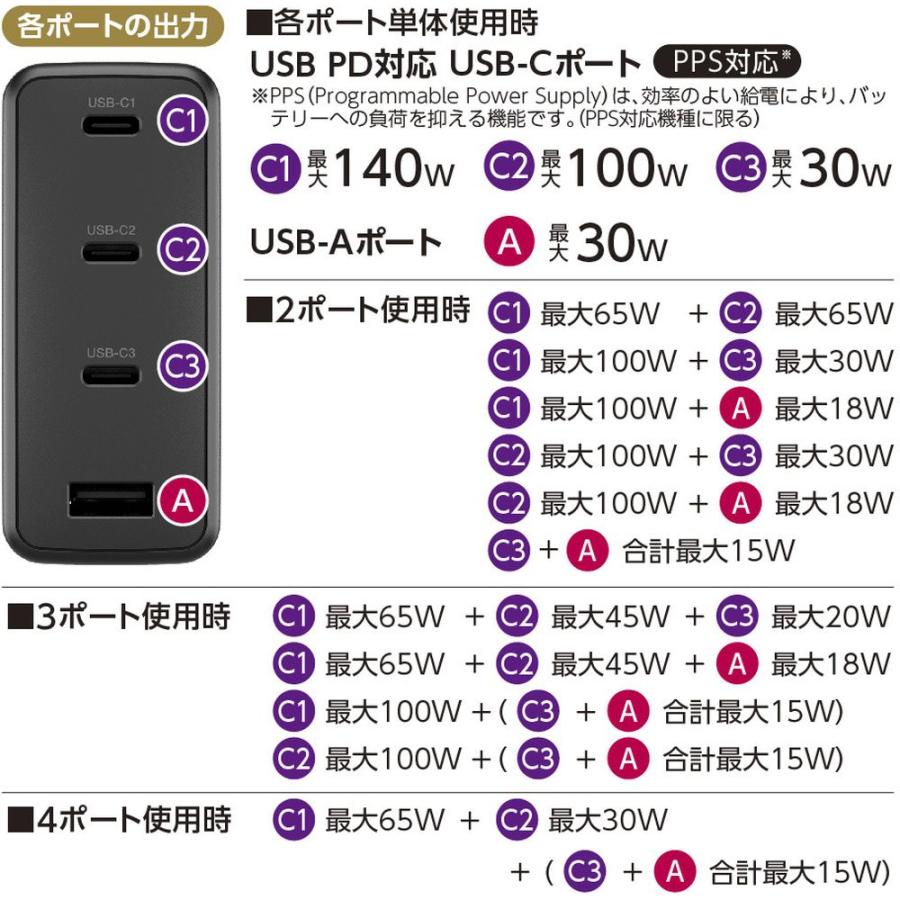 多摩電子工業 PD140W コンセントチャージャーC×3+A ブラック