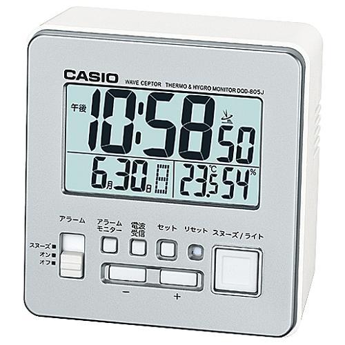 カシオ DQD-805J-8JF 置時計 シルバー スヌーズ機能 温度・湿度計付
