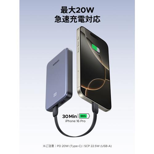 UGREEN 75131B モバイルバッテリー PD20W 10000mAh 2台同時充電（USB-A