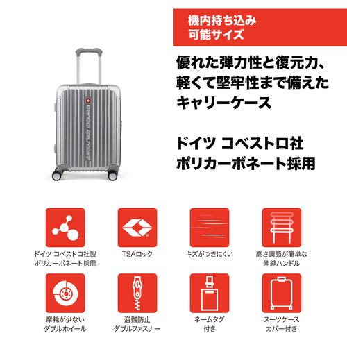 SWISS MILITARY SM-A820 SILVER CYGNUS スーツケース 55cm 機内持ち込み可 42L メタリックシルバーの画像