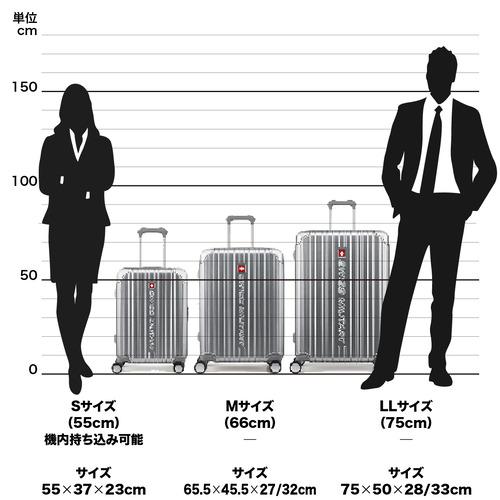 SWISS MILITARY SM-A820 SILVER CYGNUS スーツケース 55cm 機内持ち込み可 42L メタリックシルバーの画像