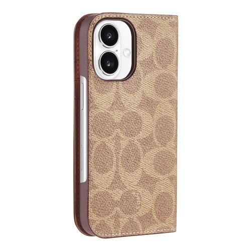 Coach CH054142 Folio iPhone 16用ケース Signature C Tan ブラウン