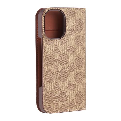 Coach CH054142 Folio iPhone 16用ケース Signature C Tan ブラウン