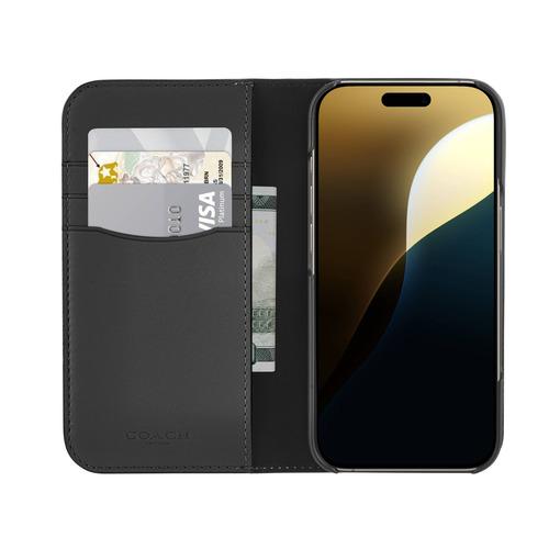 Coach CH054150 Folio iPhone 16用ケース Signature C Charcoal