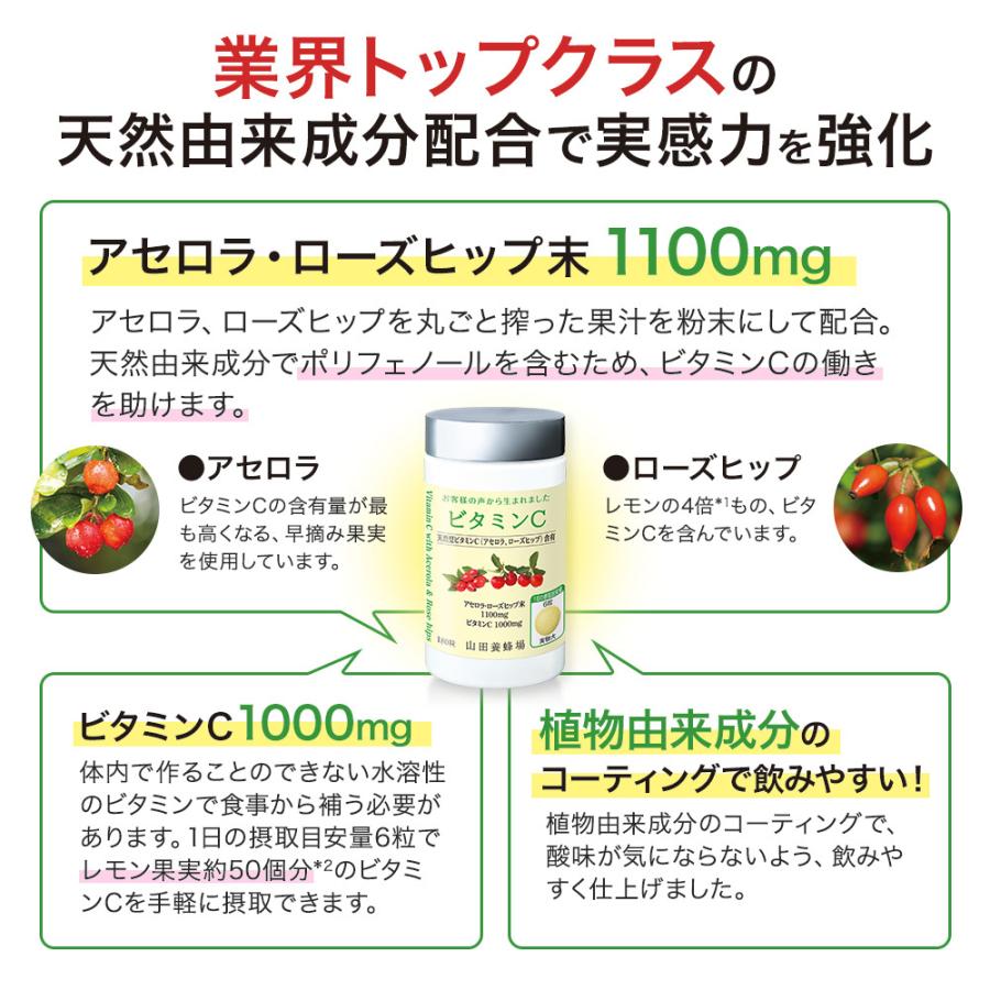 山田養蜂場 ビタミンC 180粒/ボトル入 ギフト プレゼント サプリメント 健康補助食品 健康 人気 健康 父の日｜yamada3838｜04