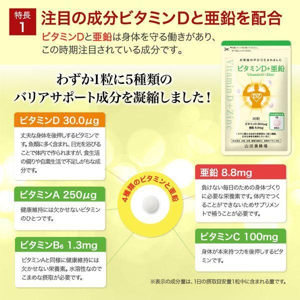山田養蜂場 ビタミンＤ＋亜鉛 30粒袋入 健康食品 人気 健康 父の日 | 山田養蜂場 | 02