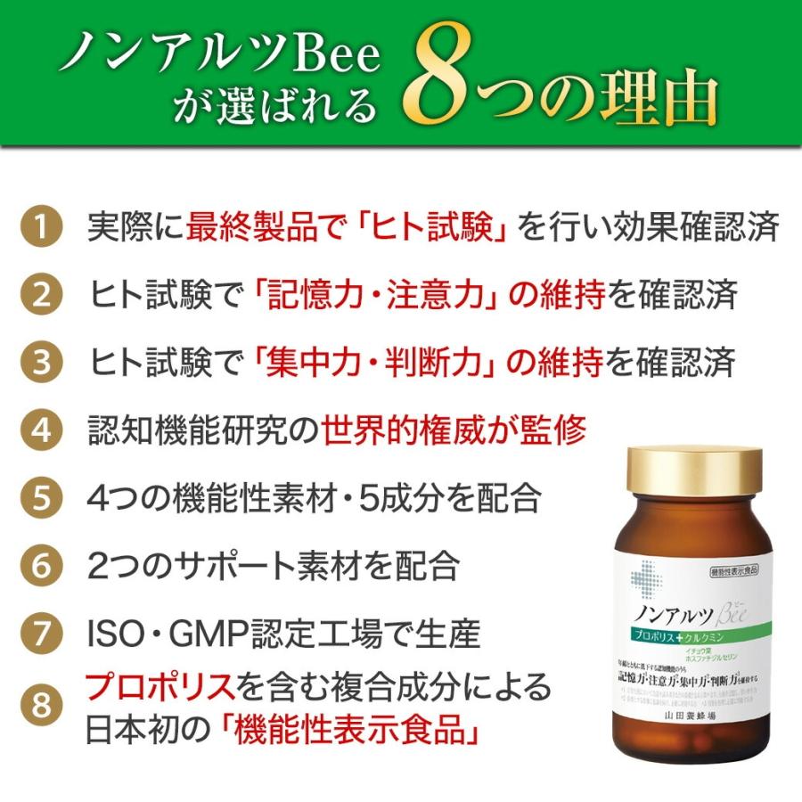 山田養蜂場 ノンアルツBee 90球×3瓶 プロポリス イチョウ葉 クルクミン 