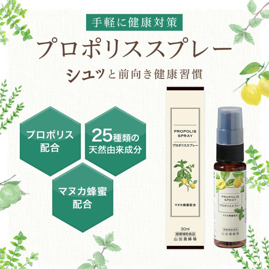 山田養蜂場 プロポリススプレー 30ml 3本セット マヌカ蜂蜜入り