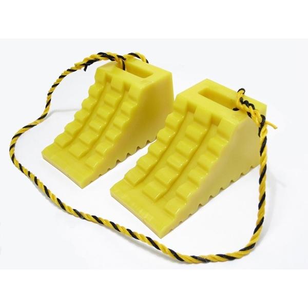 無料長期保証 トラック車輪止め 歯止め タイヤ止め タイヤストッパー ハイプラ製 D 1型 黄色 2個 ロープ付 10セット 日本全国送料無料 Www Thedailyspud Com