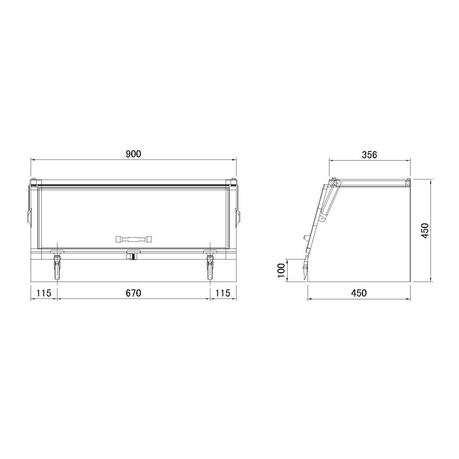 ステンレススライドオープン工具箱900×450×450mm 中間鋼種