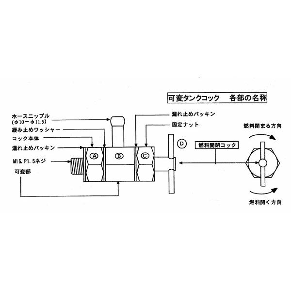 可変式燃料コック 16mm : ヤマダボディーワークス - 通販 - Yahoo