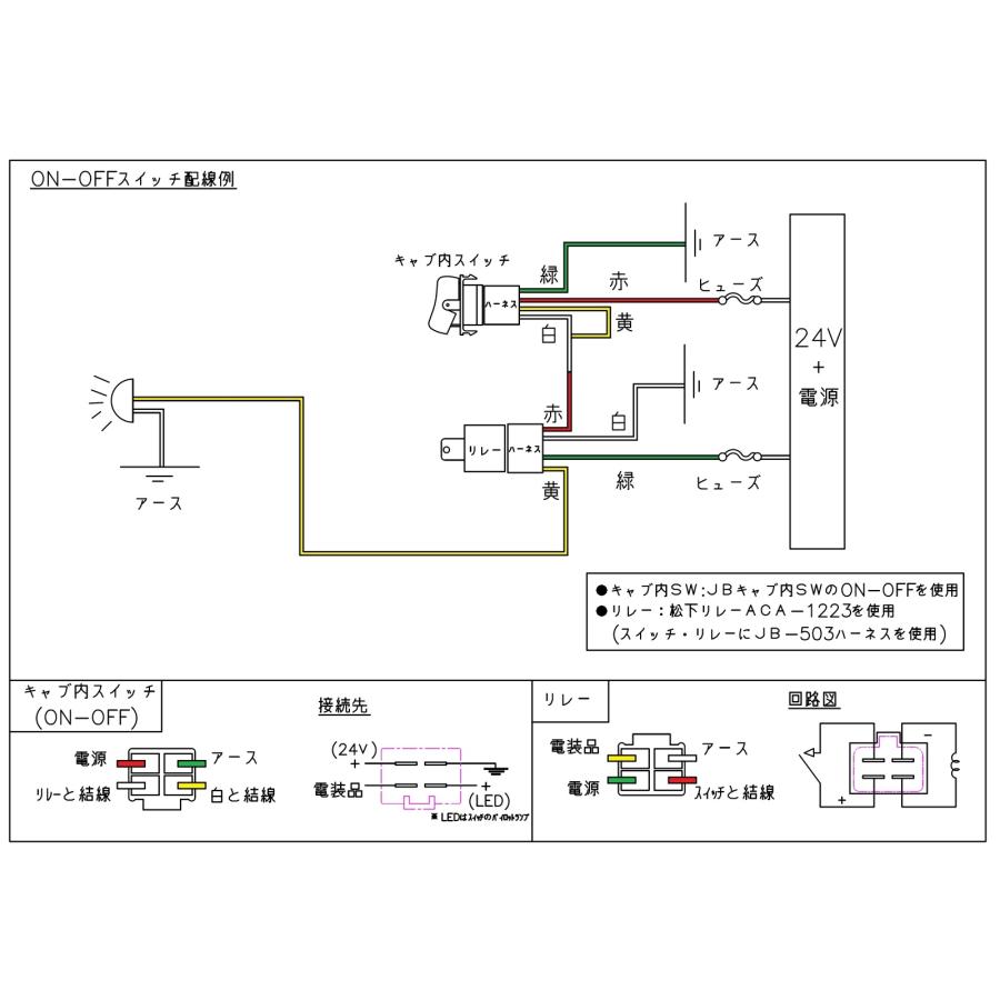 JB キャブ内スイッチUD・いすゞ(4t・大型)用 ON-OFF JB-5201｜yamadabody｜03