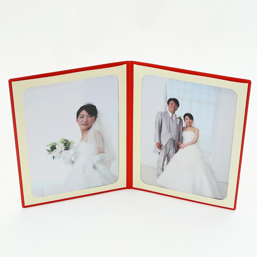 ペーパー フォトフレーム 写真台紙 ウエディング Happy Wedding/クラウン  Lサイズ （89×127mm） 2面タテ レッド｜yamadaya-daishi｜04