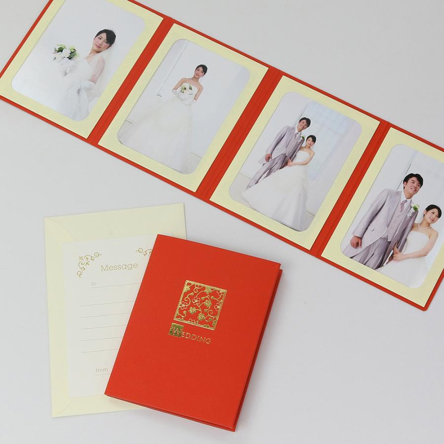 ペーパー フォトフレーム 写真台紙 ウエディング 結婚式 WEDDING レッド 93％以上節約 桜 半額 89×127mm Lサイズ 4面タテ