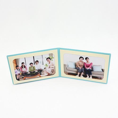 ペーパー フォトフレーム 写真台紙 無地表紙 Lサイズ （89×127mm） 2面ヨコ ブルー （メッセージカード：ツタ）｜yamadaya-daishi｜04