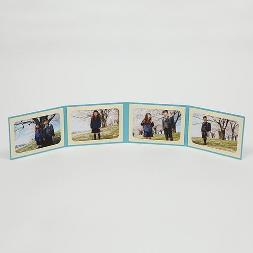 ペーパー フォトフレーム 写真台紙 無地表紙 Lサイズ （89×127mm） 4面ヨコ ブルー （メッセージカード：ツタ）｜yamadaya-daishi｜04