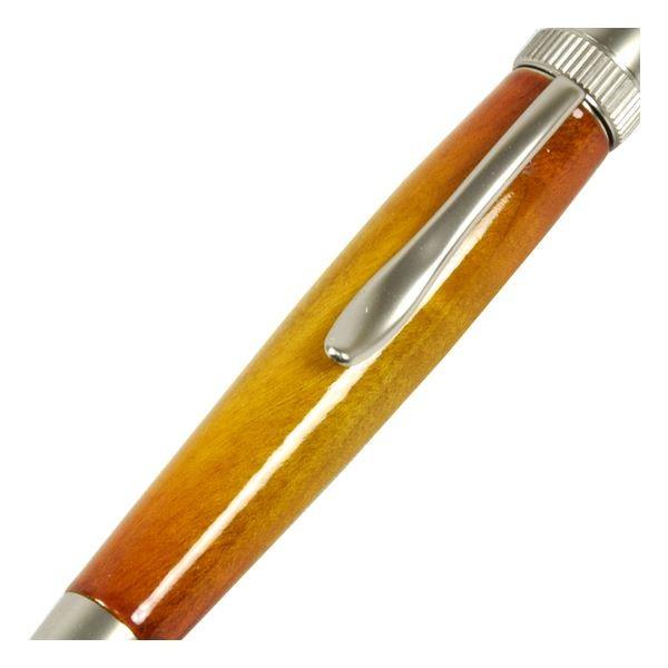 キャンディカラー ボールペン/文房具 〔Yellow カーリーメイプル〕 パーカータイプ 芯：0.7mm 日本製 文具 『Air Brush Wood Pen』の画像