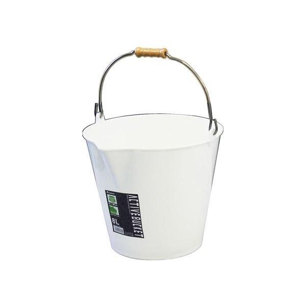 〔20セット〕 ポリバケツ/アクティブバケツ 〔8L〕 ホワイト 〔掃除用品 ガーデニング用品 園芸〕